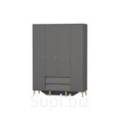 Шкаф четырехдверный с двумя ящиками АФИНА Графит 160x56,3x220