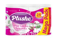 Бумага туалетная Plushe Premium Aroma «Pearl&amp;Cotton», 3слоя, 24рулона, 15м., белая, 6 в упаковке