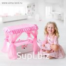 Игрушка детская: кроватка с царским балдахином, постельным бельем и выдвижным ящиком, цвет белый