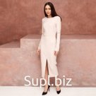 Платье с разрезом миди женское MIST, размер 44, бежевое