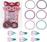 Fox Hair Accessories (30 pcs.) (6 click-clack hair clips, 24 elastic bands)