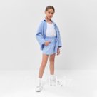 Костюм для девочки (рубашка и шорты) MINAKU, голубой, рост 122-128 см