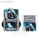 Ранец Стандарт Сalligrata, 36 х 26 х 16, + мешок для обуви, «Мото», серый