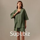 Костюм домашний женский (рубашка и шорты) SL HOME р. XL, оливковый