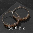 Серьги-кольца "Бриз" бусинки, цвет золото