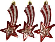 Christmas tree decorations: 3 Meteorites, 6x2.5x12 cm, color: red-orange