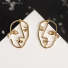 Серьги с жемчугом "Лица", цвет белый в золоте