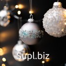 Набор стеклянных новогодних шаров с декором 12 шт, серебро/серый, D-6 см