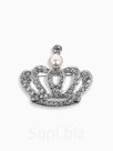 Брошь «Корона» монарха, цвет белый в серебре