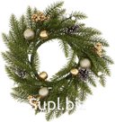 Decorative coniferous wreath "Golden Moments" with embellishments. Size: 45x8 cm.