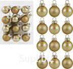 Christmas tree balls, 12 pcs, 2 cm in diameter. Color: gold (glass).