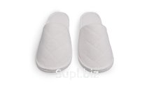 Тапки АК закрытый мыс плюш белый стеганый (с окантовкой)