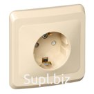 Розетка SE "Этюд", 16 А, 250 В, встраиваемая, с з/к, шторки, IP20, кремовая, PC16-004K
