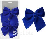 Christmas tree decorations: 2 velvet bows, 12x1.5x13 cm. Color: blue.
