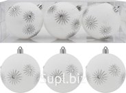 Snow Harmony Christmas tree balls, 3 pcs, 8 cm in diameter, white