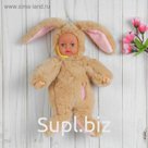 Мягкая игрушка "Кукла в костюме зайца", на животе вышивка, цвета микс