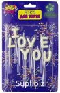 Флюоресцентная надпись из свечей "I LOVE YOU" 8 шт. 2,5 см (длина палочки 5,5 см)