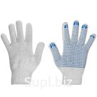 Перчатки трикотажные 100% хлопок ПВХ 6-нитка Точка (7 класс) 1/10/250