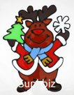 Decorative sticker: Deer with Christmas tree and snowflake. Size: 200x290mm.