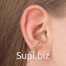 Серьга "Кафф" на магните, сердце, цвет золото