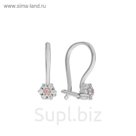 Серьги "Детские" мини цветочек, посеребрение