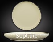 Dessert plate, 20 cm, ribbed, beige, ceramic
