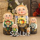 Матрёшка «Мордашка», бежевый платок, 5 кукольная, 15-17  см, люкс