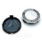 Колпачок в диск Мерседес Бенц черный с надпись старый 71-74 мм 04155