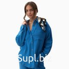 Рубашка женская оверсайз MIST Muslin, размер 44, синяя