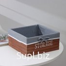Корзина для хранения Доляна Storage, 23×23×11 см, дерево, большая, цвет коричневый, серый
