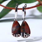 Серьги "Яшма красная" капля узкая