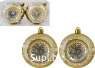 2 Christmas tree balls, 8cm in diameter, Craters, Gold