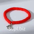 Браслет "Бисер" на резинке, бабочка, цвет красно-белый в серебре, L=7