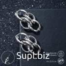 Серьги металл «Звенья» узоры, цвет серебро