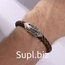 Браслет кожаный «Стиль» косичка, скорпион, коричневый с чернёным серебром, 21.5 см