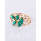 Кольцо с малахитом "Нерине", позолота с родирование, размер 18