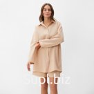 Пижама женская (рубашка, шорты) KAFTAN, размер 44-46, бежевая