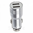 Зарядное устройство  в прикуриватель AMFOX  2 слота USB, 2.4A, 12Вт, блочок, серебрянное, CCH-11