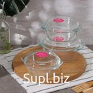 Набор кастрюль из жаропрочного стекла для запекания Доляна «Гратен», 3 предмета: 0.7 л, 1 л, 1.5 л, с крышками