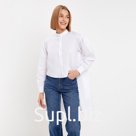 Рубашка женская с воротником стойка MINAKU: Casual Collection, размер 42, белый