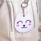 Брелок-зеркало, экокожа "Кот", 8 см