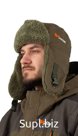 Шапка вязаная с отворотом, зеленая цифра