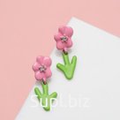 Серьги с эмалью «Цветы», цветные