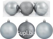Christmas tree balls, 3 pcs, 8 cm in diameter, silver color