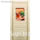 Дверь для бани со стеклом (40*60), "Полок", 180×70см, коробка из осины