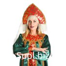 Кокошник «Василиса Прекрасная» с жемчугом, атлас, капрон, поролон