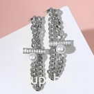 Серьги ассорти "Бусина" с дорожкой, цвет белый в серебре
