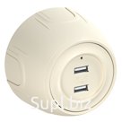 Розетка OneKeyElectro Rotondo USB двойная, с подсветкой, бежевая
