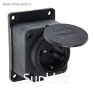Розетка UNIVersal, настенная, 16 А, с з/к, IP 44,с заглушкой, каучук, черная