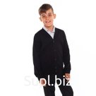 Школьный кардиган для мальчика, цвет чёрный, рост 134 см